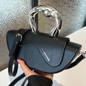 Sculptural black handbag